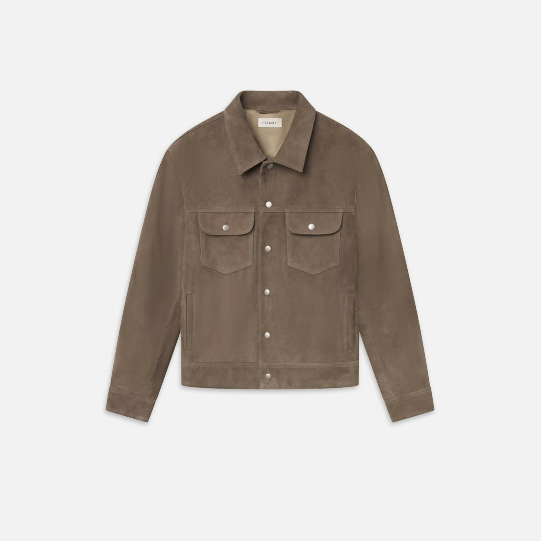FRAME Men's Suede Trucker Jacket Leather Size Medium