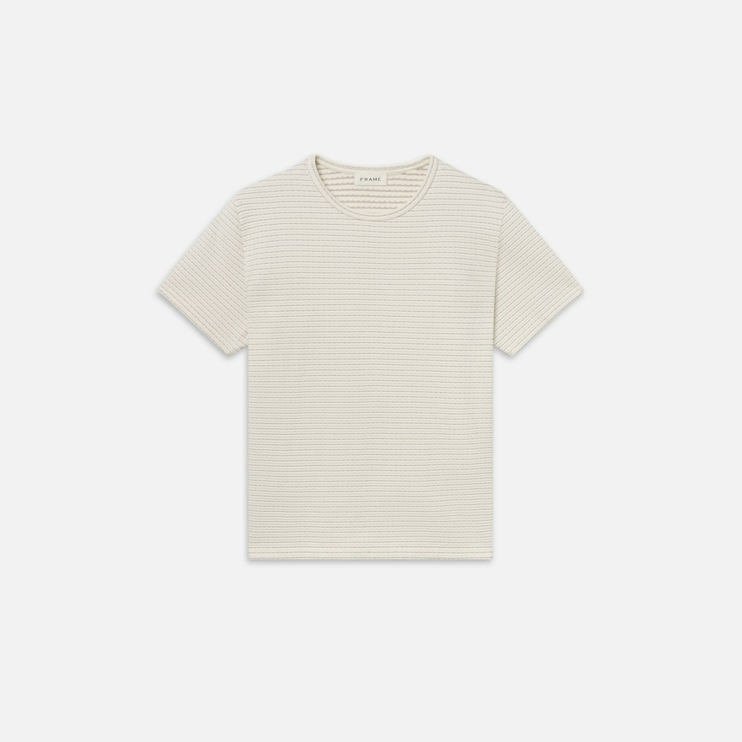 FRAME Men's Jacquard Stripe T-Shirt Cotton Size XXL