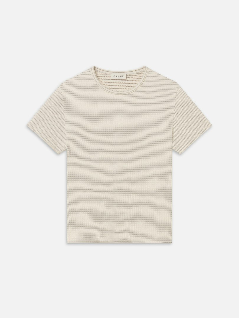 FRAME Men's Jacquard Stripe T-Shirt Cotton Size XL