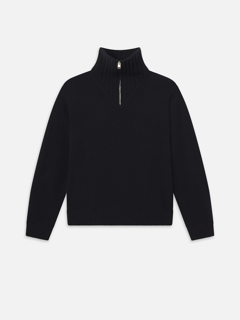 FRAME Women's Half Zip Sweater Dark Navy Cashmere Size Medium