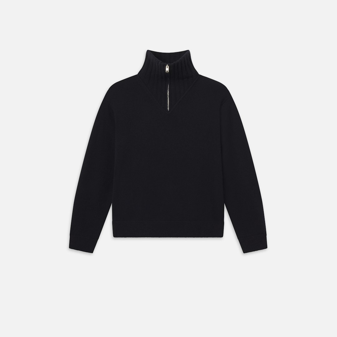 FRAME Women's Half Zip Sweater Dark Navy Cashmere Size Medium