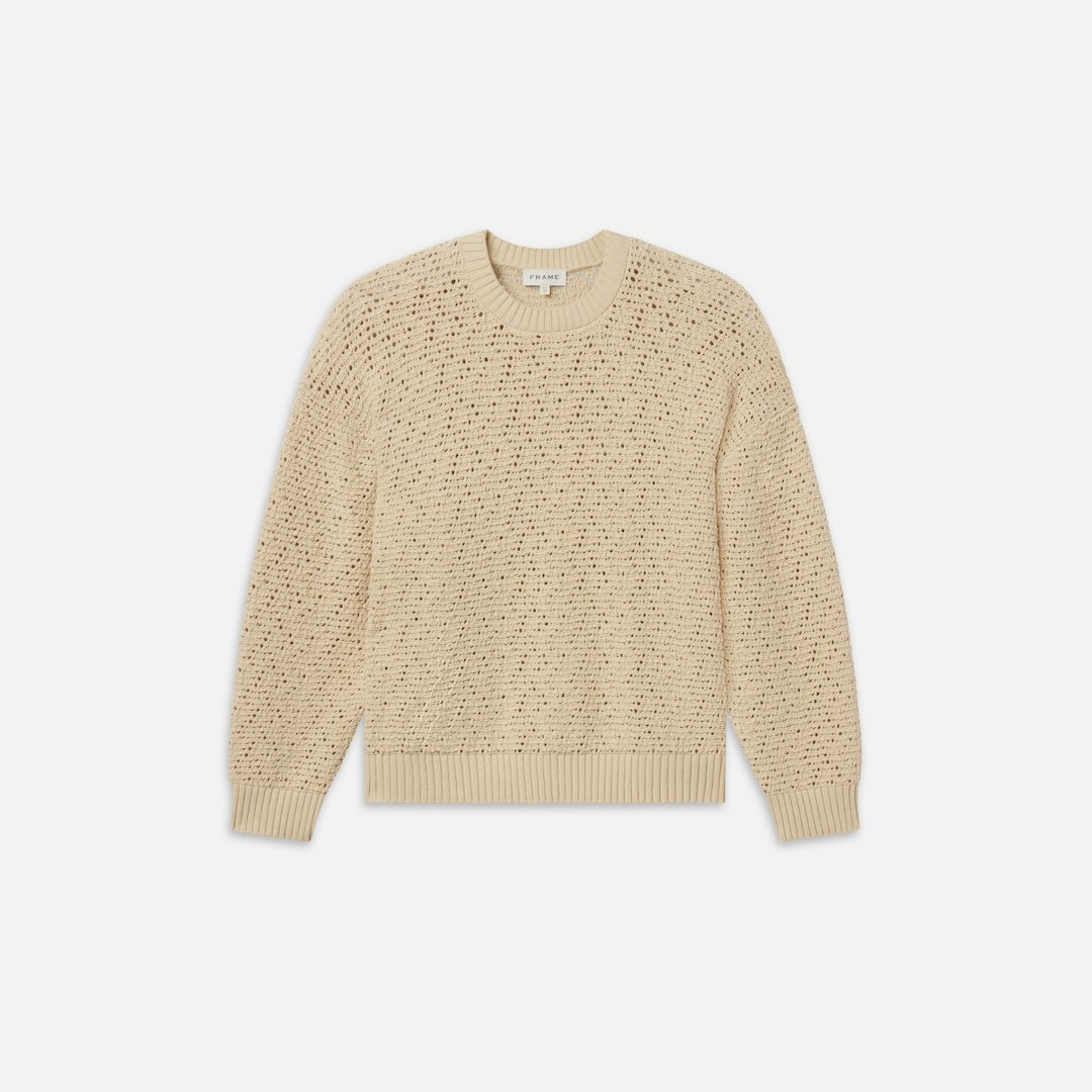 FRAME Men's Crochet Sweater Light Stone Cashmere Size Medium