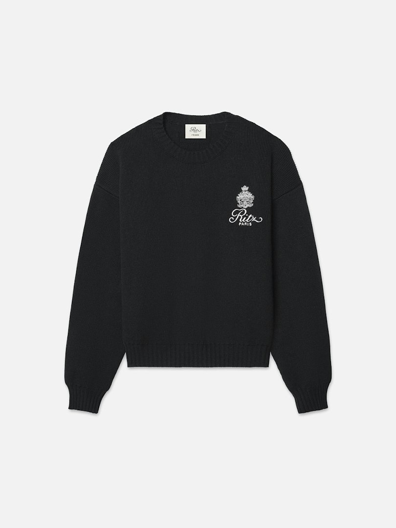 FRAME Ritz Men's Cashmere Crewneck Black Wool Size Medium