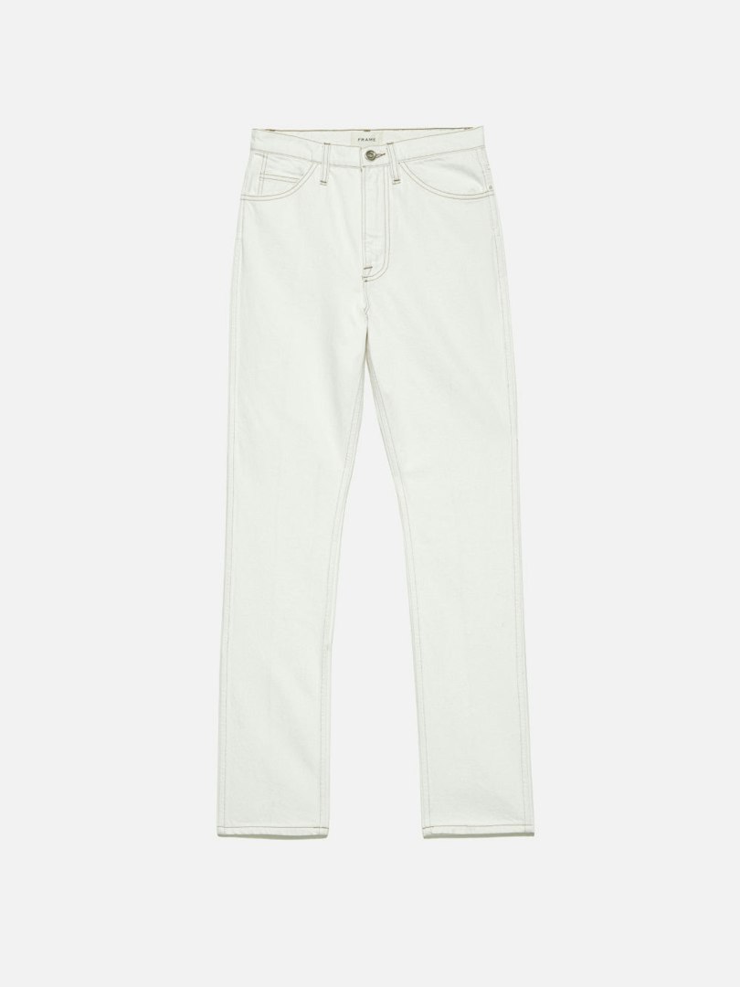 FRAME Ritz Women's The True Straight Jeans Blanc Denim Size 24
