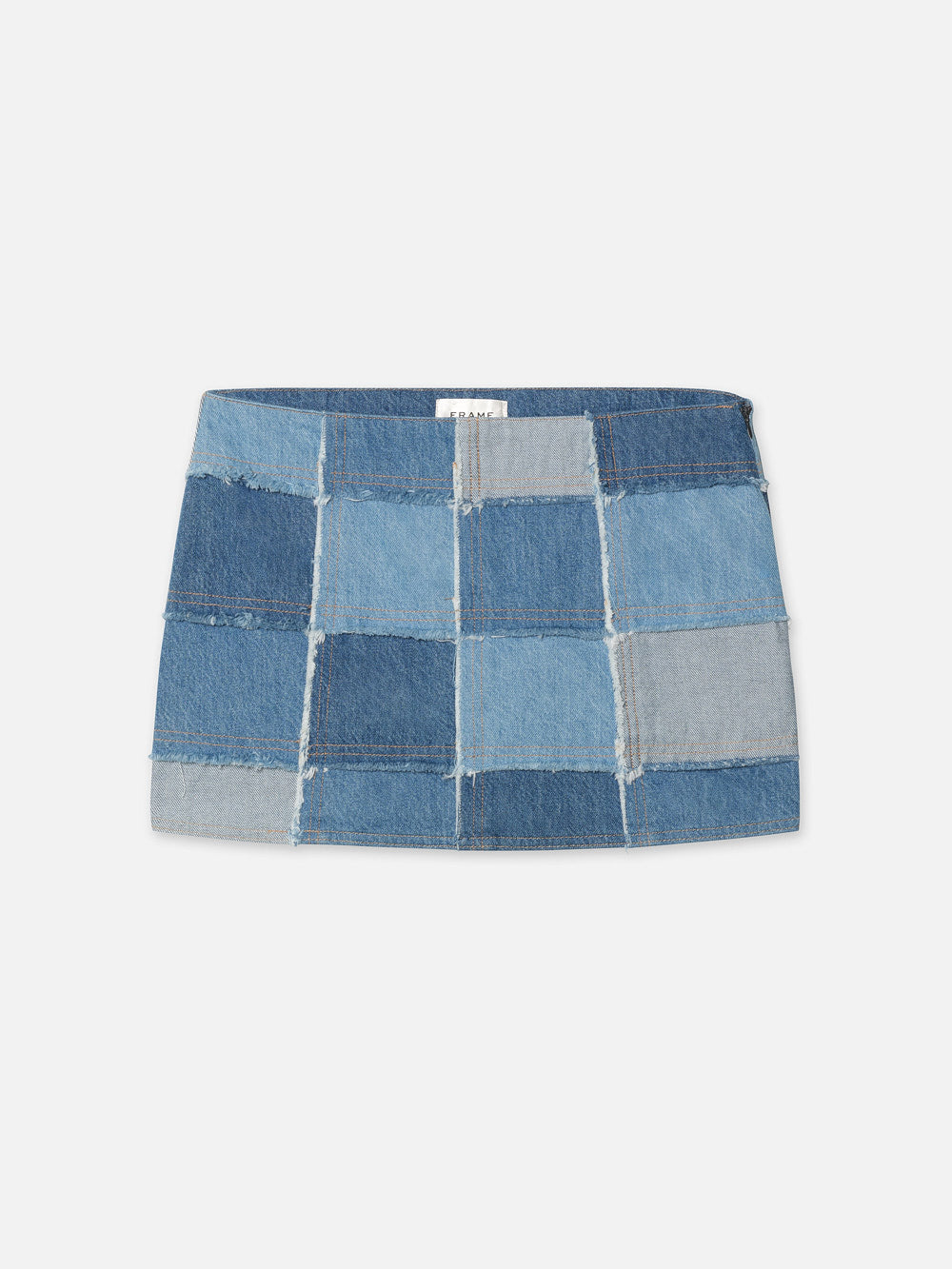 Shop Frame The 70's Patchwork Mini Skirt In Blue