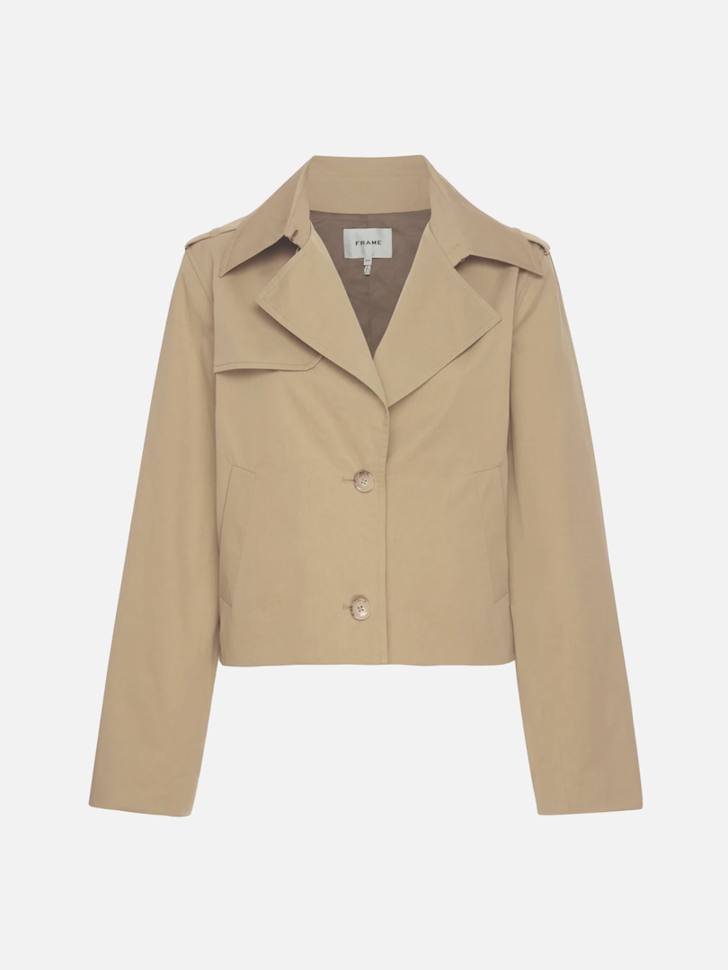 FRAME Women's The Short Trench Jacket Cotton Size XL
