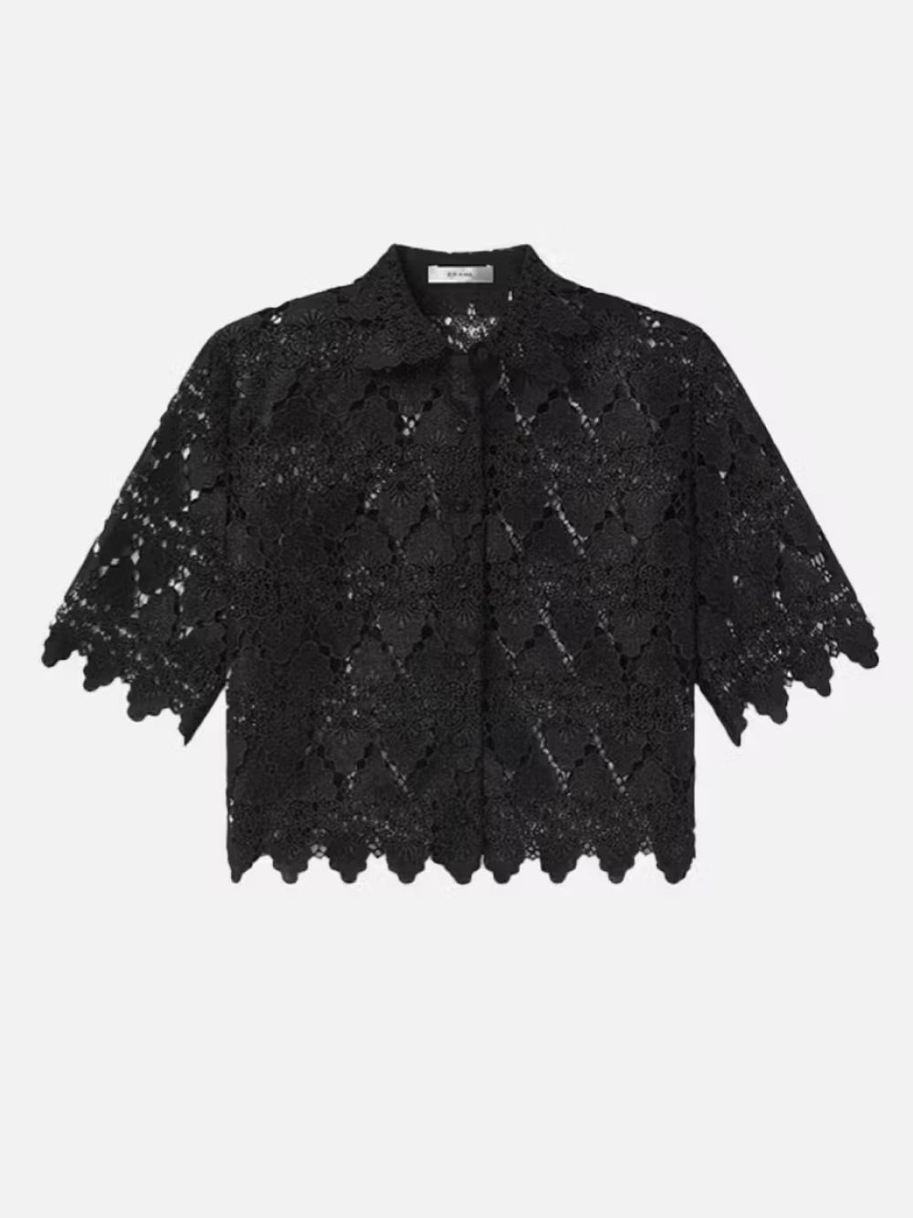 FRAME hot Le Cropped Lace Shirt Black Size M