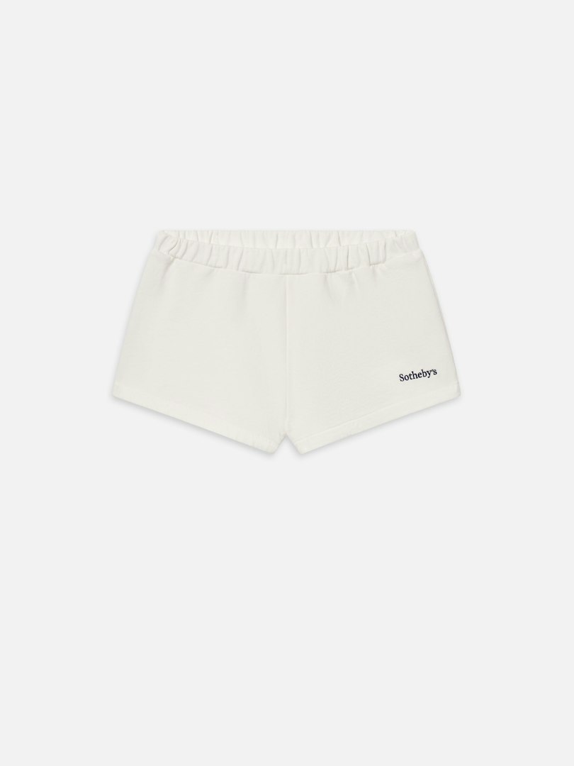 FRAME Sotheby's Women's Sweat Shorts Cream Cotton Size Medium