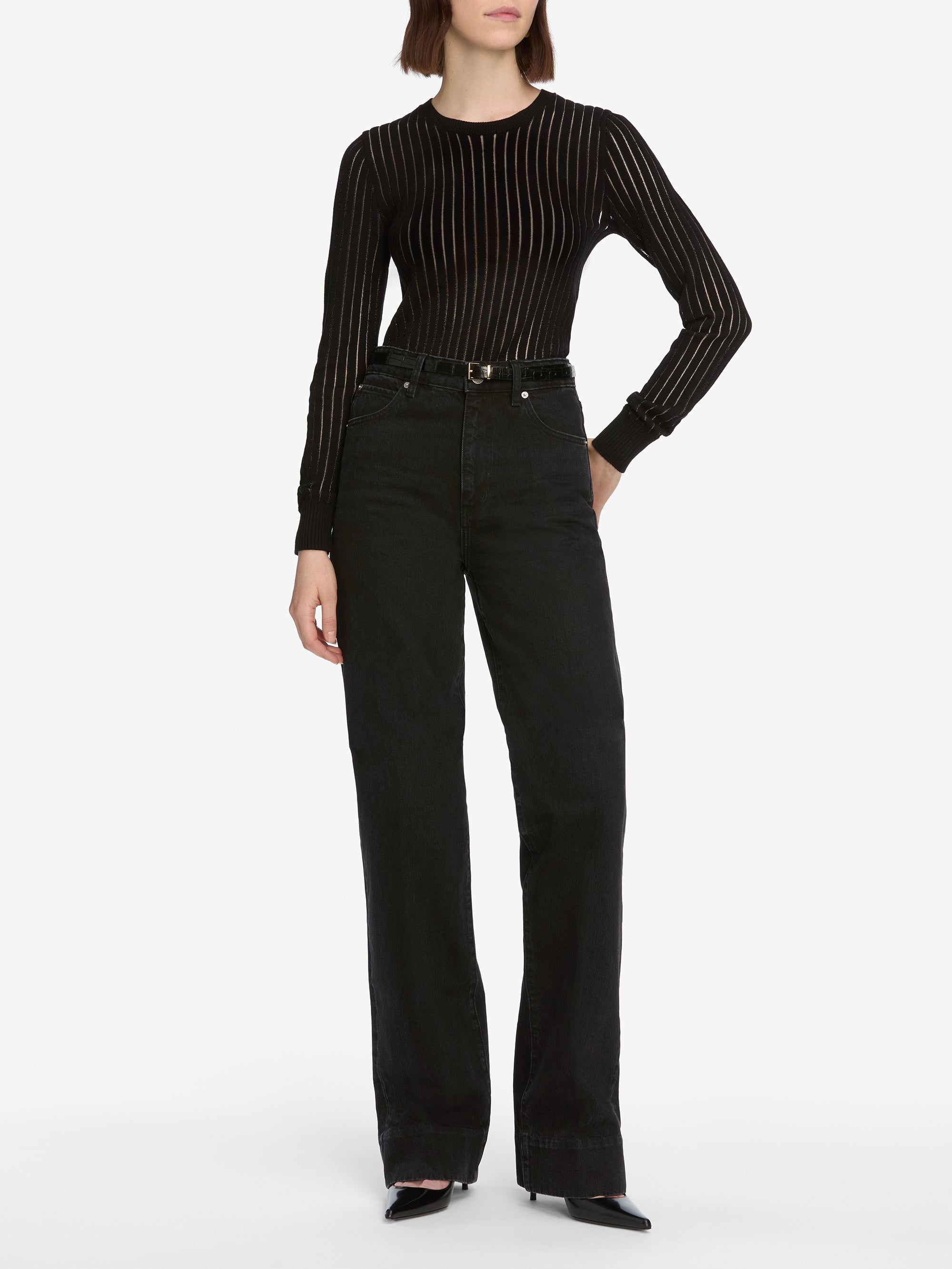 トップス FETICO 2WAY SHEER STRIPE KNIT JUMPER FETICO 2WAY SHEER STRIPE KNIT JUMPER