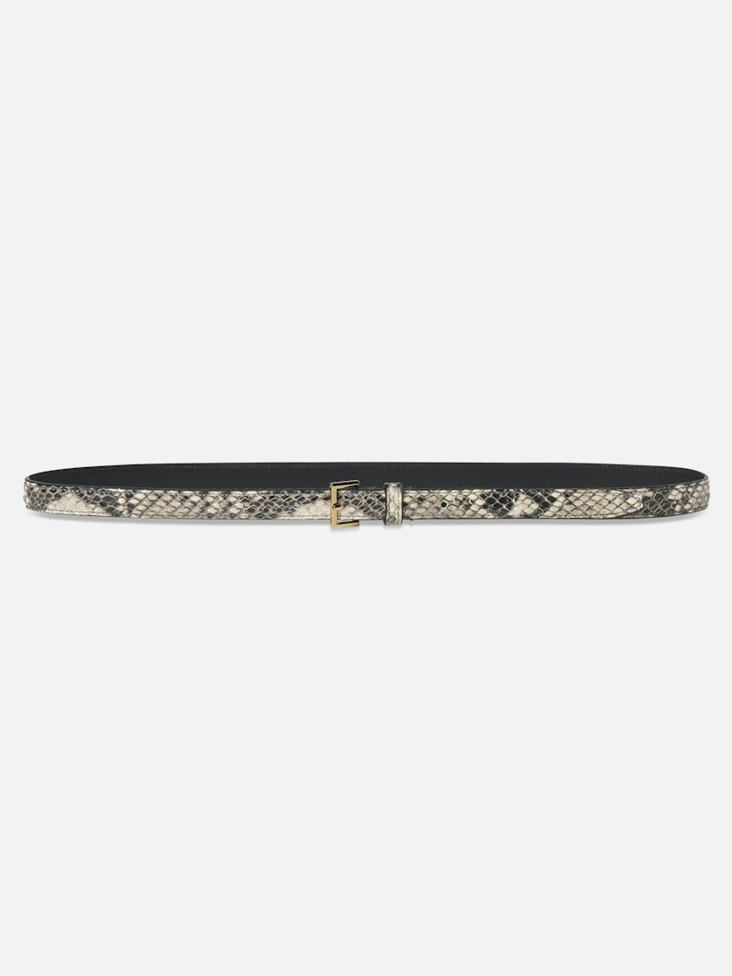 FRAME Women's The Petite Square Buckle Belt Snakeskin Leather Size Medium