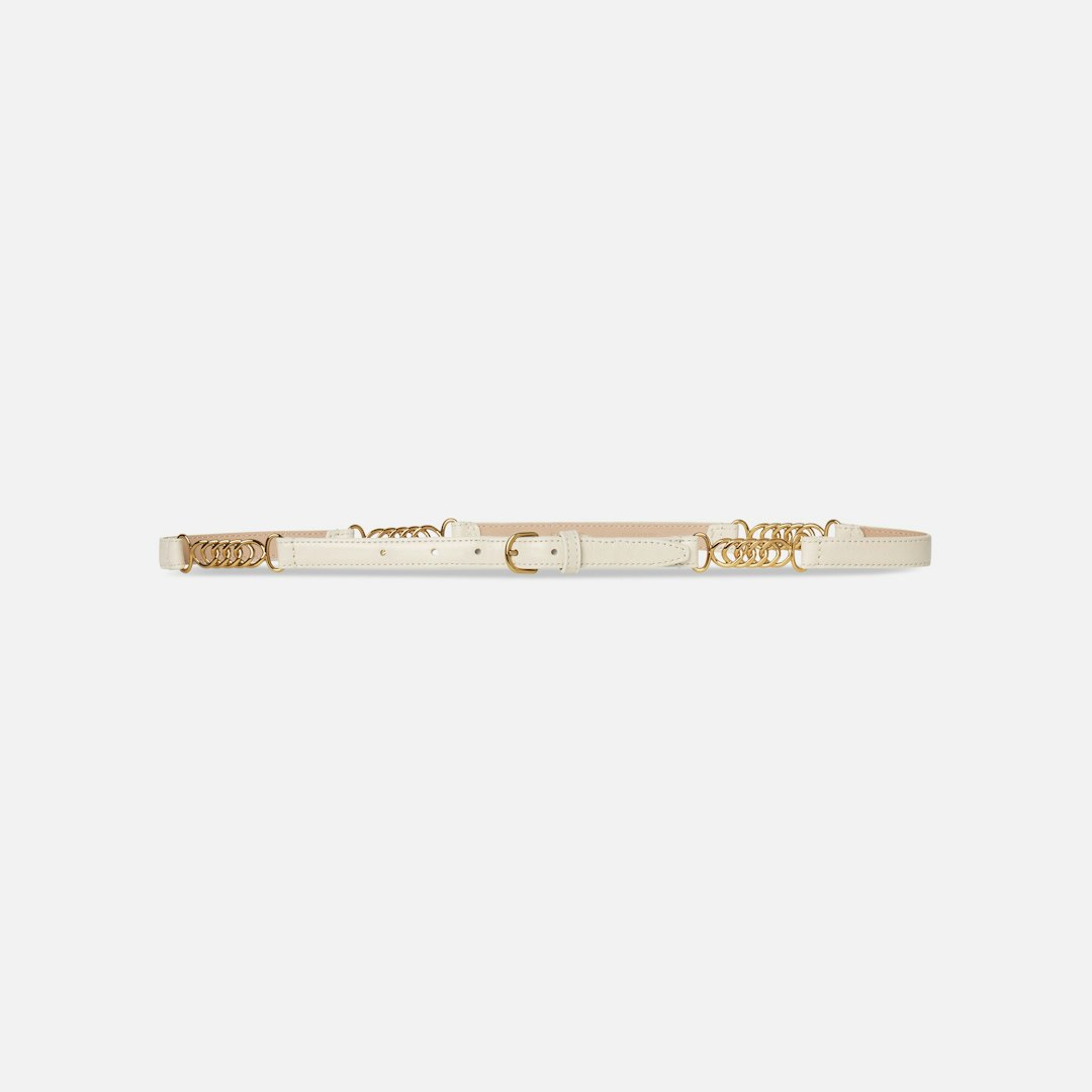 FRAME Women's The Twisted Link Belt Cream Multi Leather Size Large