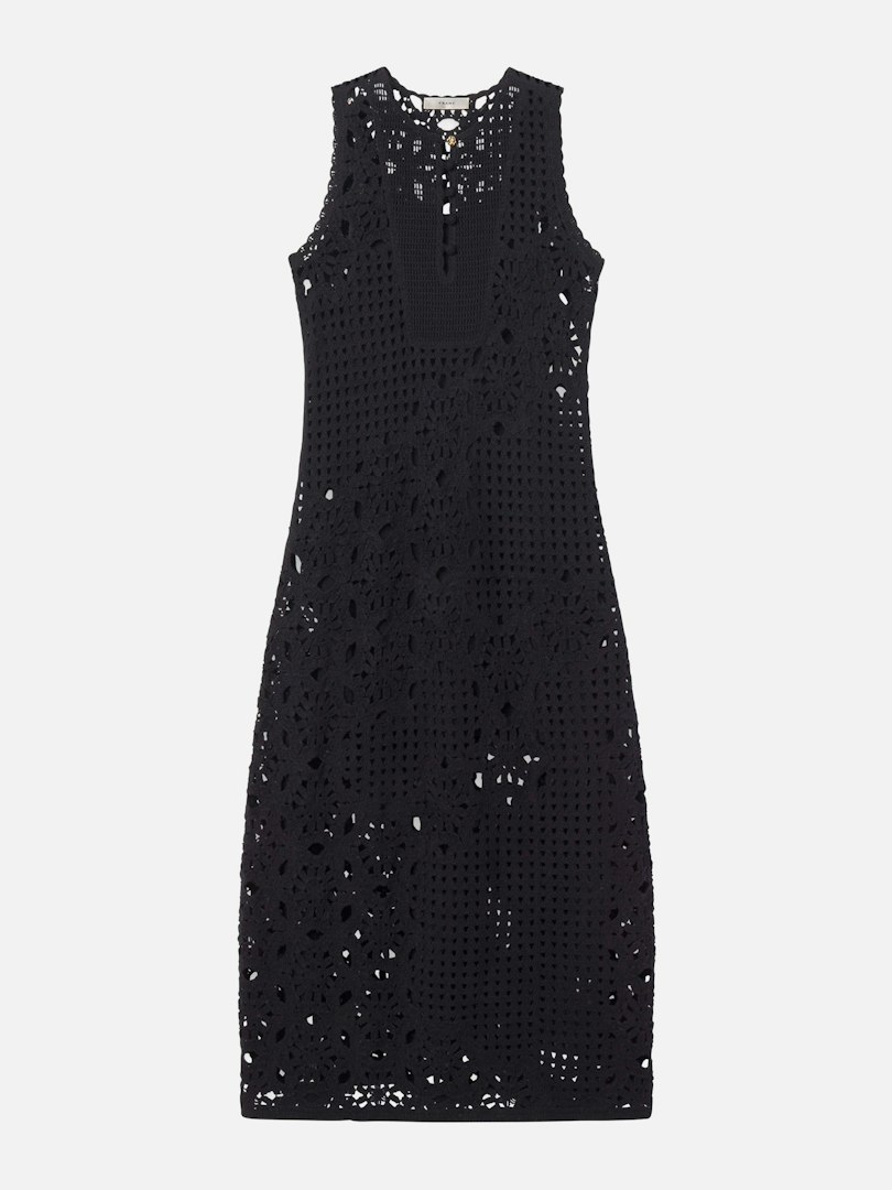 FRAME Women's The Postcard Dress Black Cotton Size Large