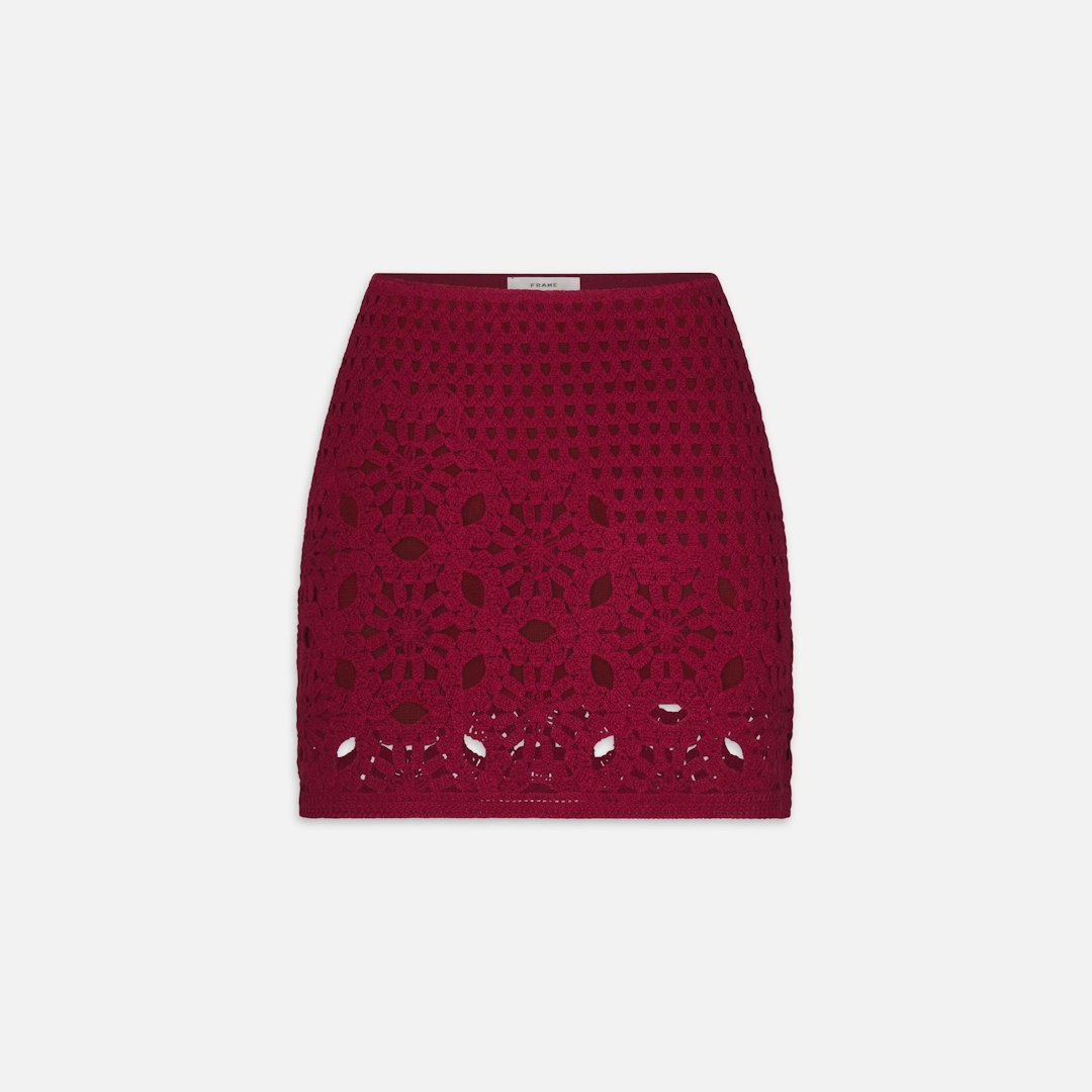FRAME Women's The Postcard Skirt Garnet Cotton Size Medium