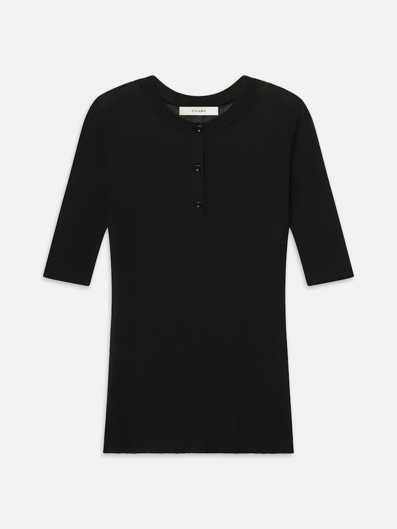 FRAME Women's The Henley Rib T-Shirt Size Medium