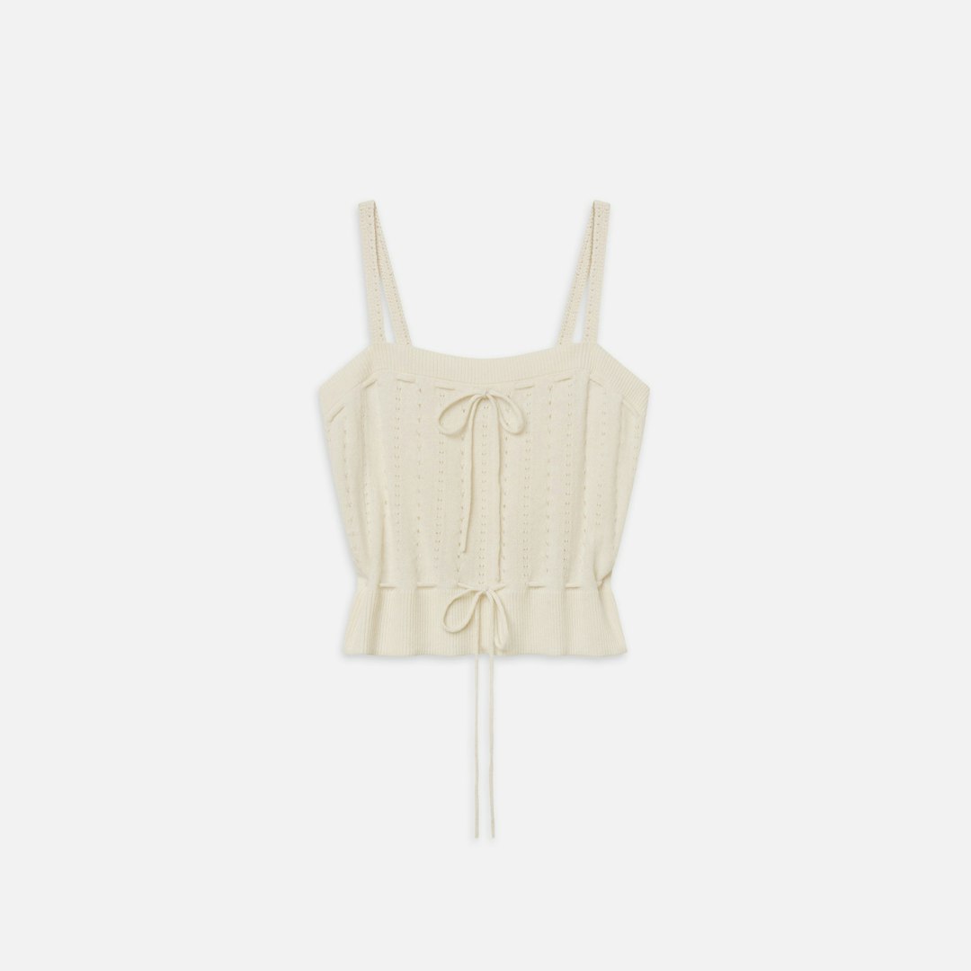 FRAME Women's The Cashmere Charm Tank Top Cream Size Large