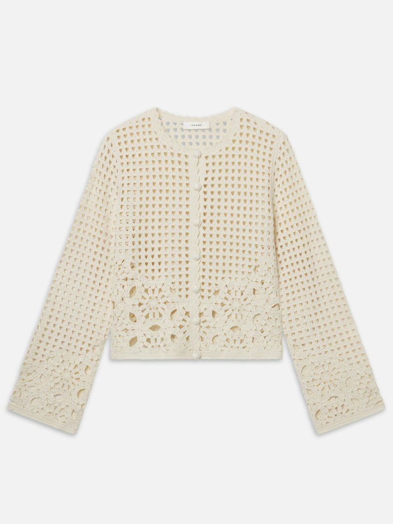 FRAME Women's The Postcard Cardi Cream Size Large