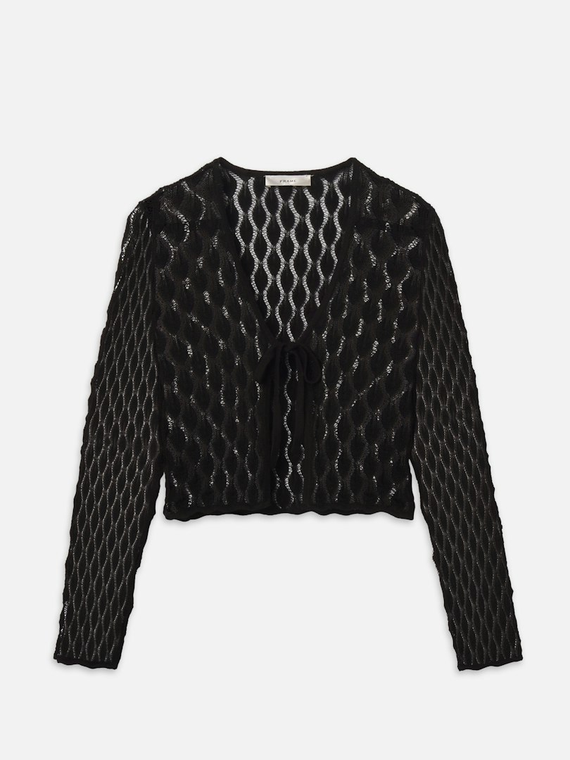 FRAME Women's The Getaway Cardigan Black Cotton Size Medium