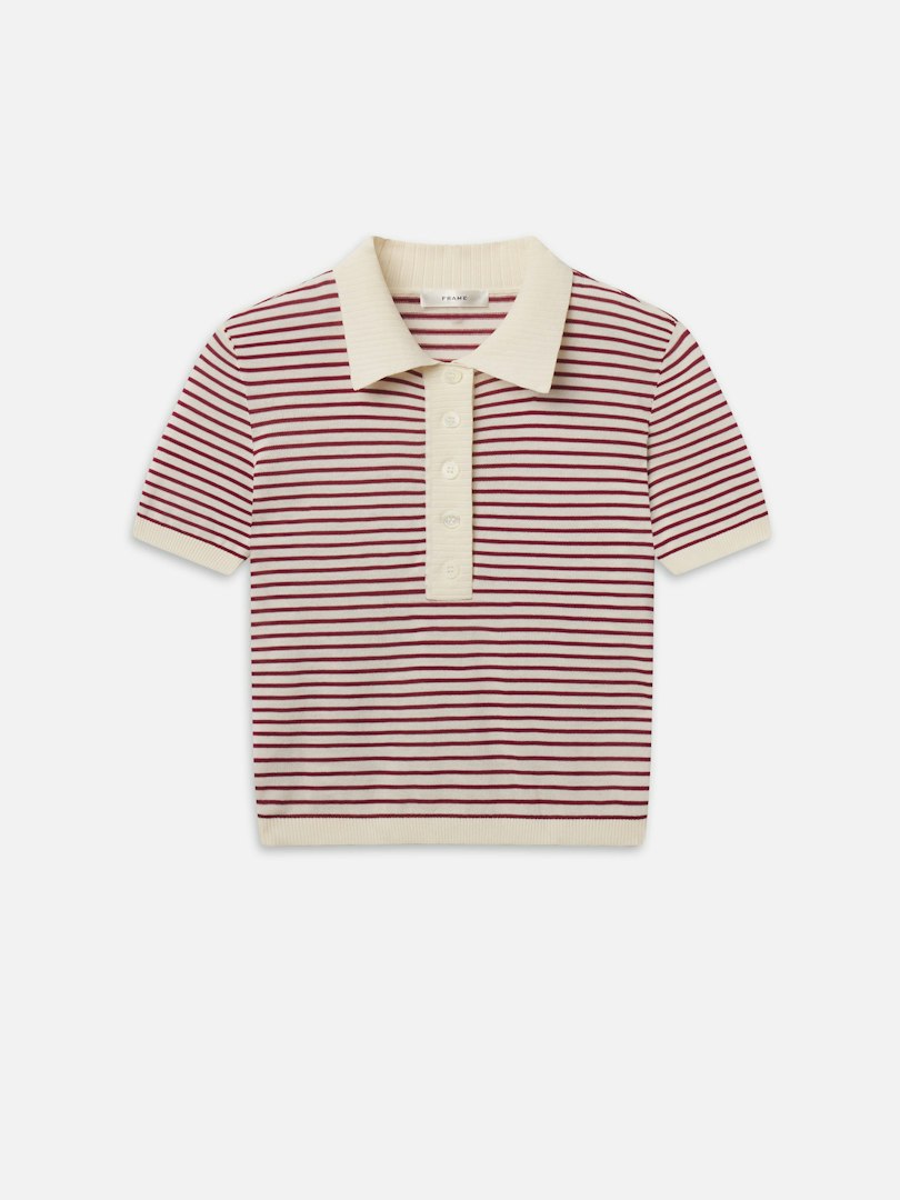 FRAME Women's The Graduate Polo Cream Multi Size Large