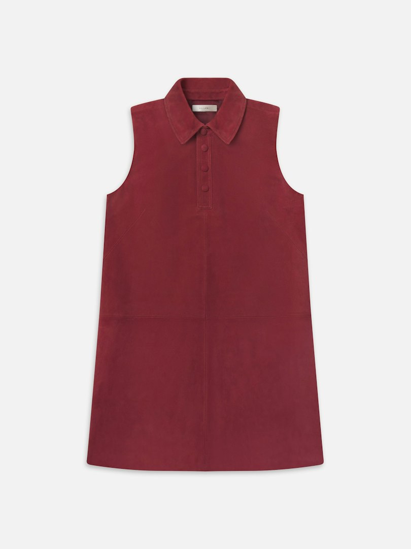 FRAME Women's The Suede City Shift Dress Garnet Leather Size 14