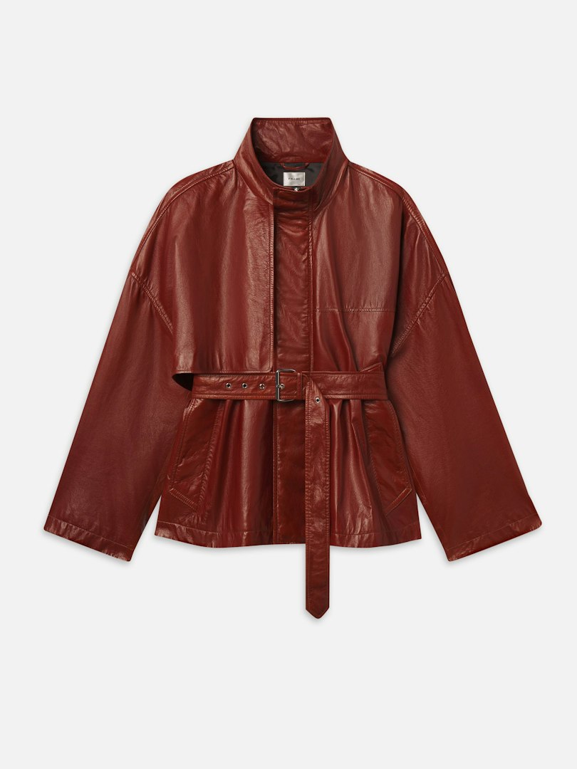 FRAME Women's The Paper Leather Trench Coat Size XS