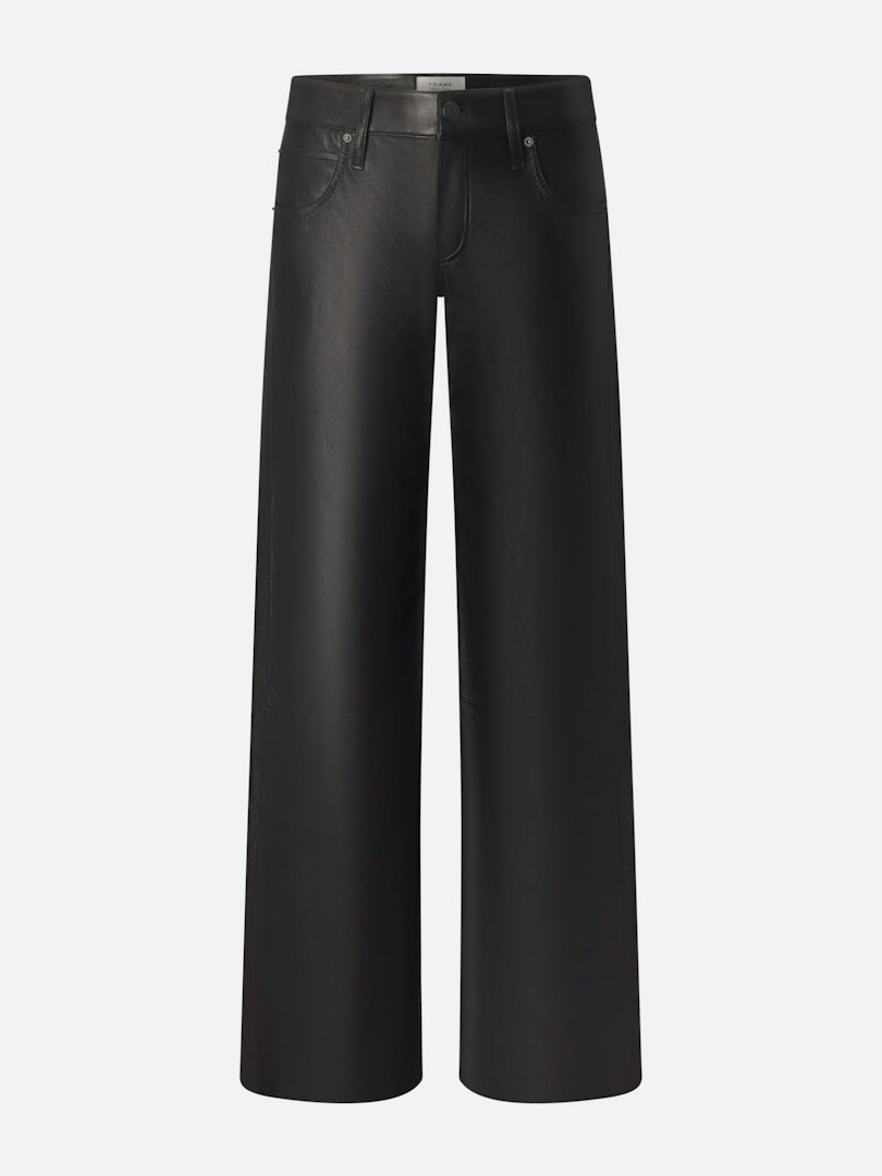 FRAME Women's The Leather Leo Pants Black Denim Size 26