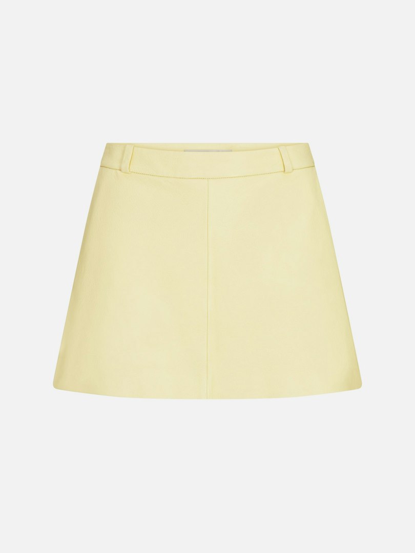 FRAME Women's The Leather Mini Skirt Lemon Size 2