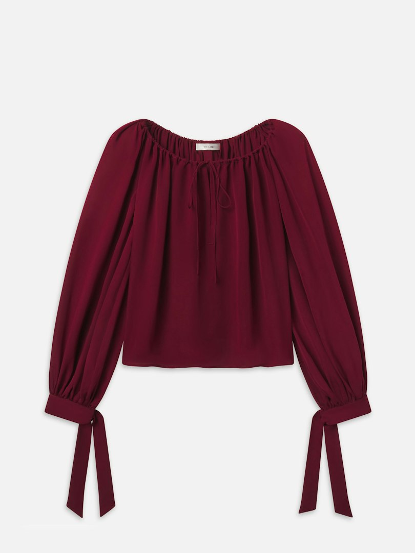 FRAME Women's The Silk Serenade Blouse Top Garnet Size Medium
