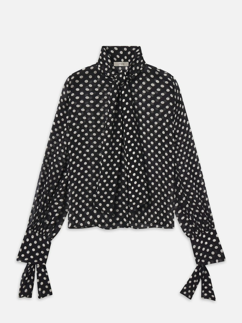 FRAME Women's The Nouvelle Blouse Top Black Multi Silk Size Medium