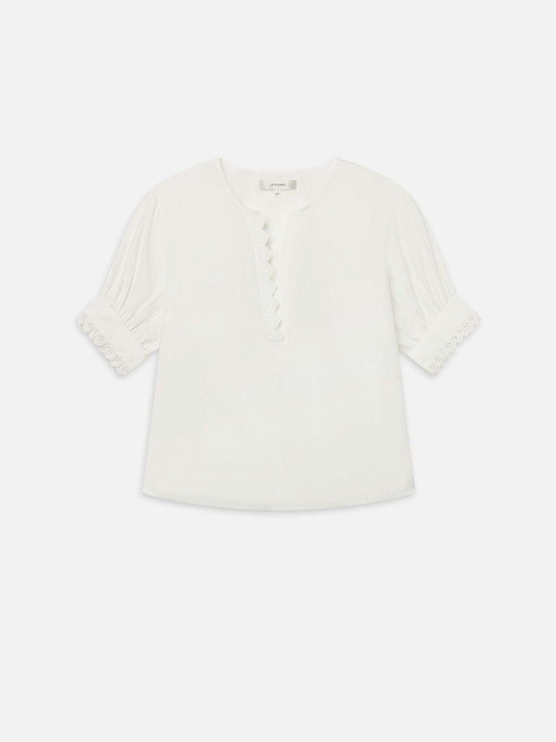 FRAME Women's The Keepsake Popover Top White Size Small