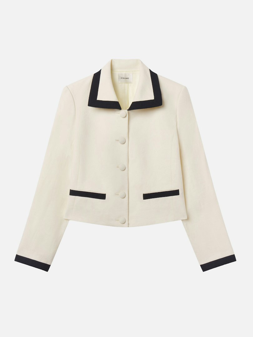 FRAME Women's The Cabana Jacket Cream Linen Size 10