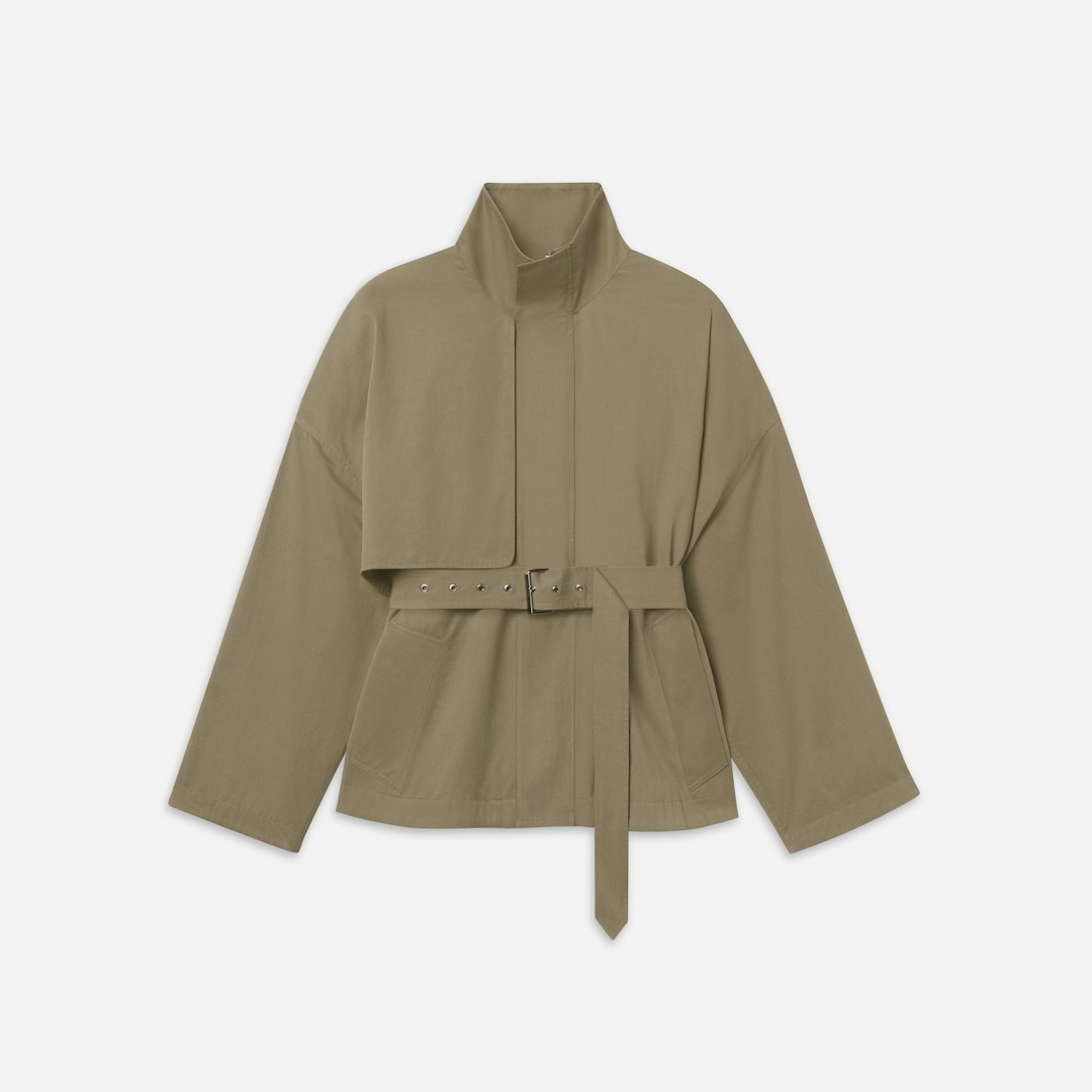 FRAME Women's The Short Field Trench Coat Cotton Size Large