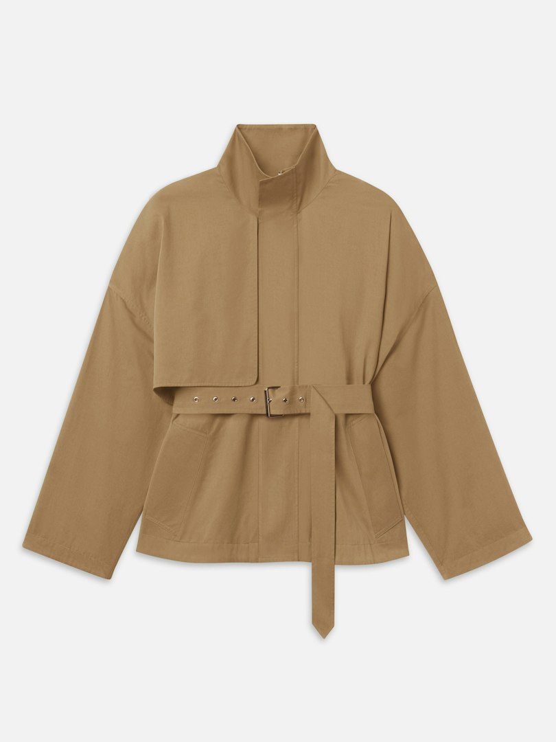 FRAME Women's The Short Field Trench Coat Cotton Size Large