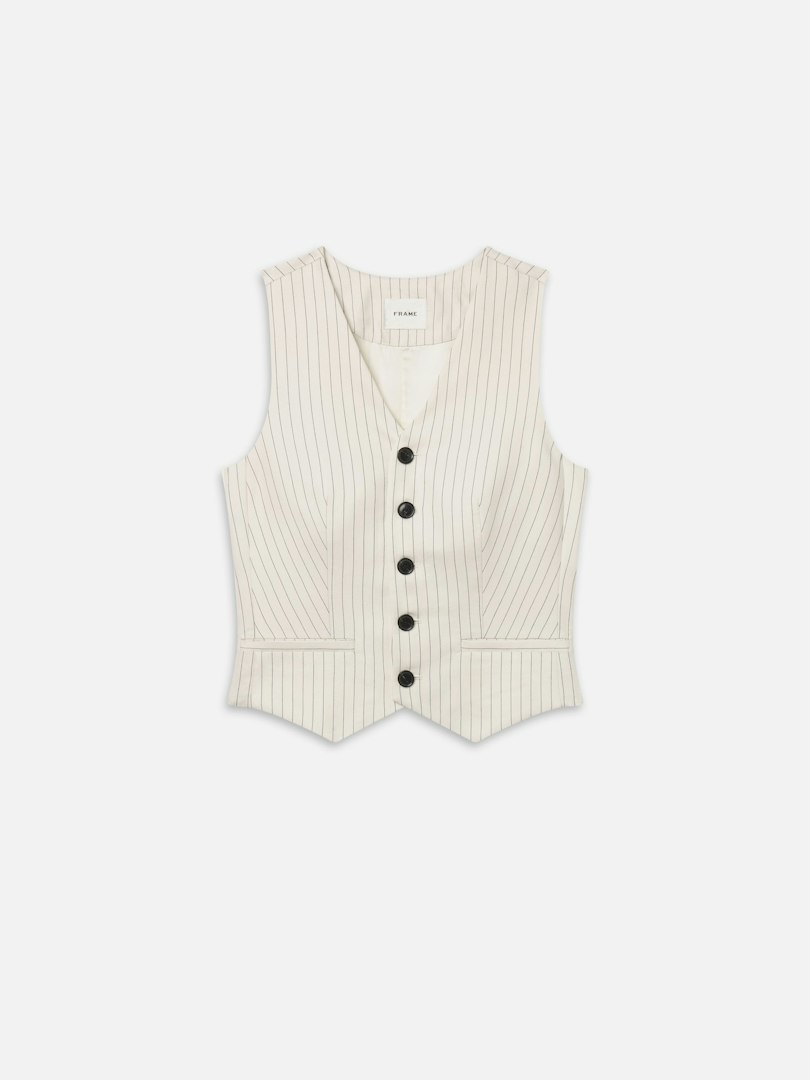 FRAME Women's The Pinstripe Avenue Vest Cream Multi Size 00