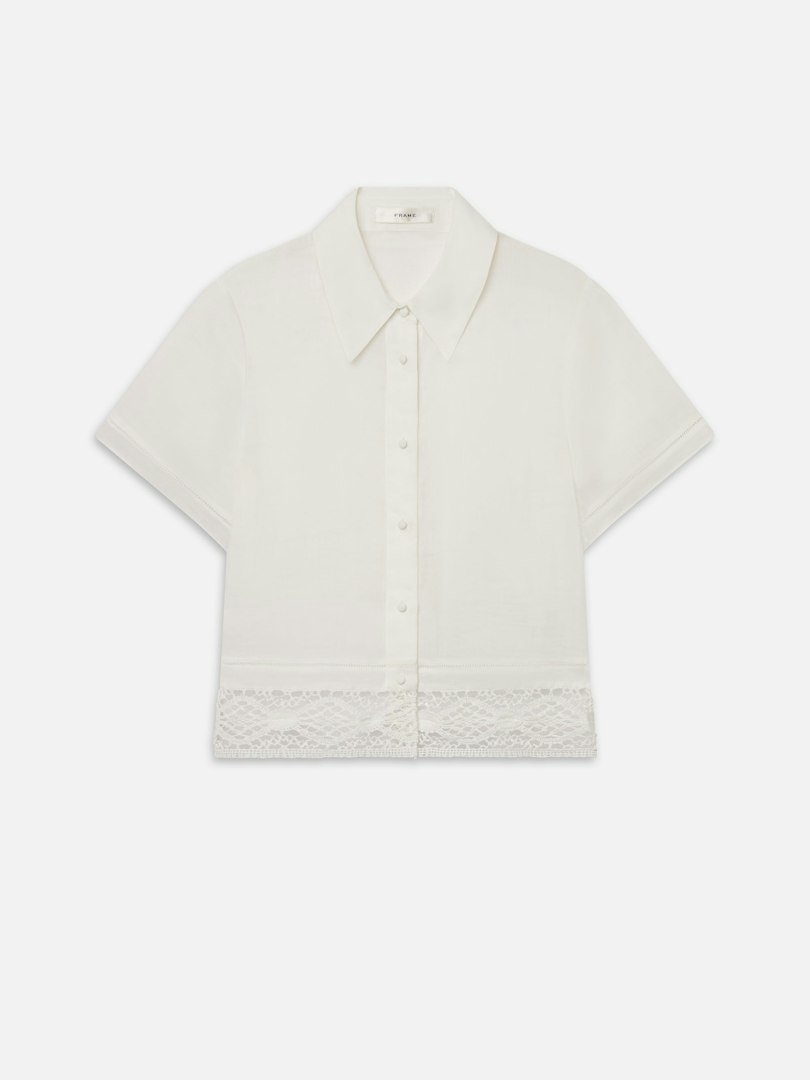 FRAME Women's The Heirloom Shirt White Size Large