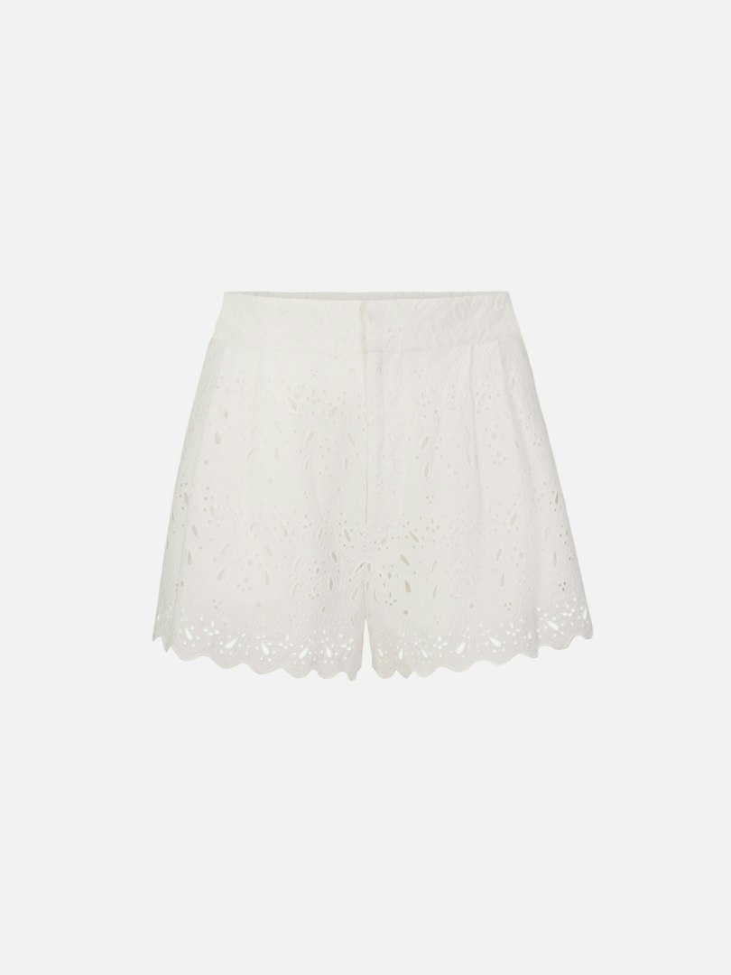 FRAME Women's The Paisley Eyelet Shorts Jeans White Denim Size 8