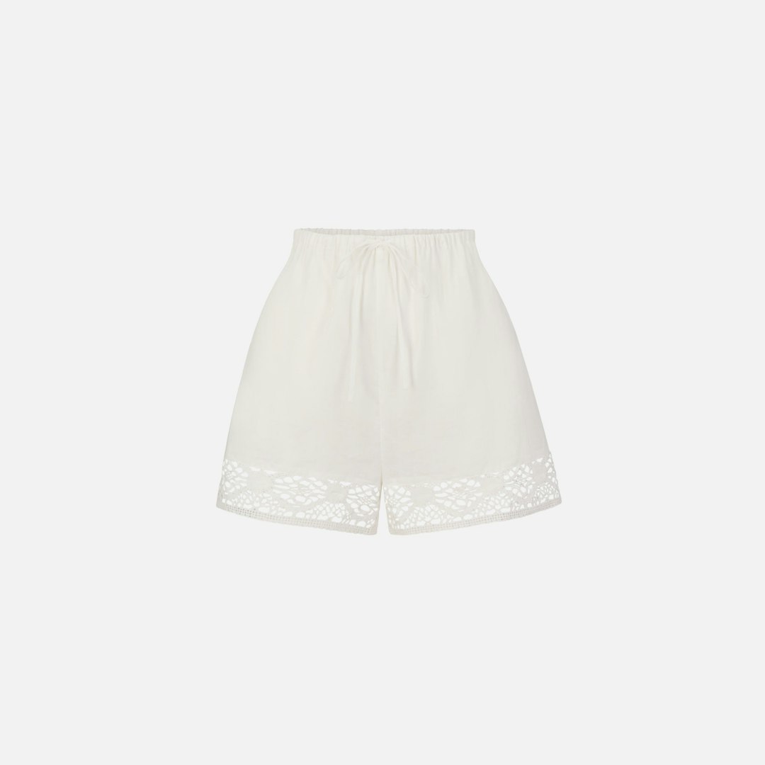 FRAME Women's The Heirloom Lace Shorts White Size XS