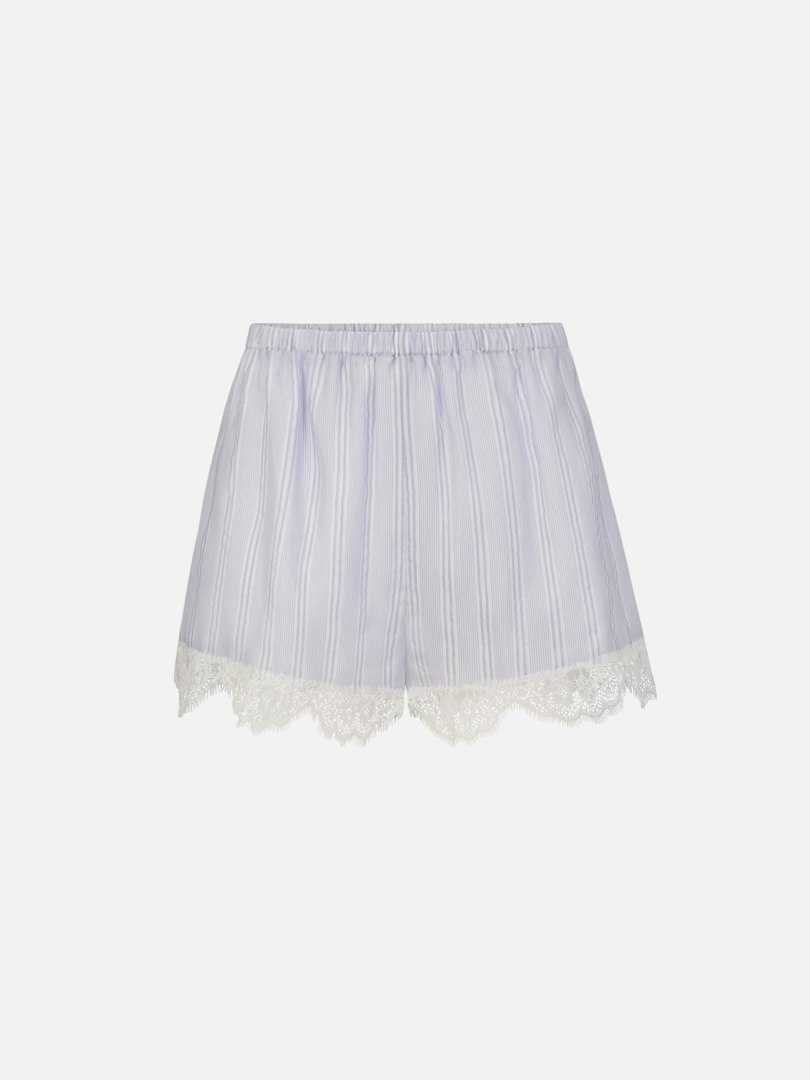 FRAME Women's The Stripe Lace Lounge Shorts Chambray Multi Size Medium