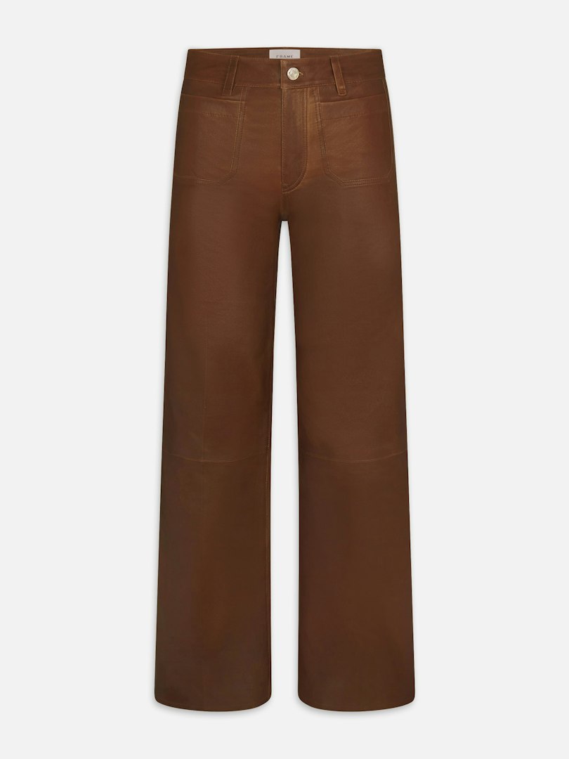FRAME Women's Le Slim Palazzo Modernist Pocket Leather Pants Denim Size 26