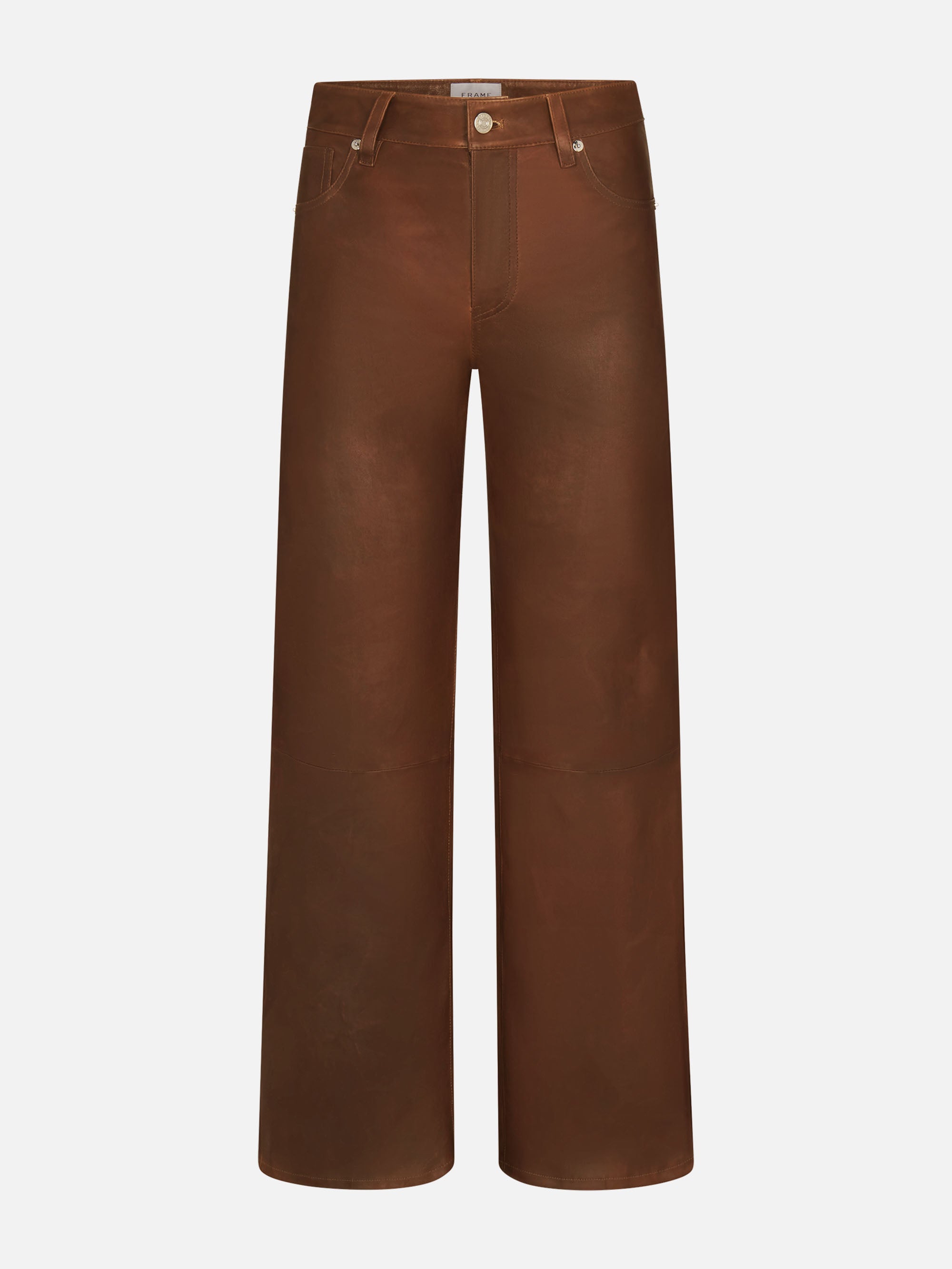 Frame Le Slim Palazzo Leather Pants In Brown
