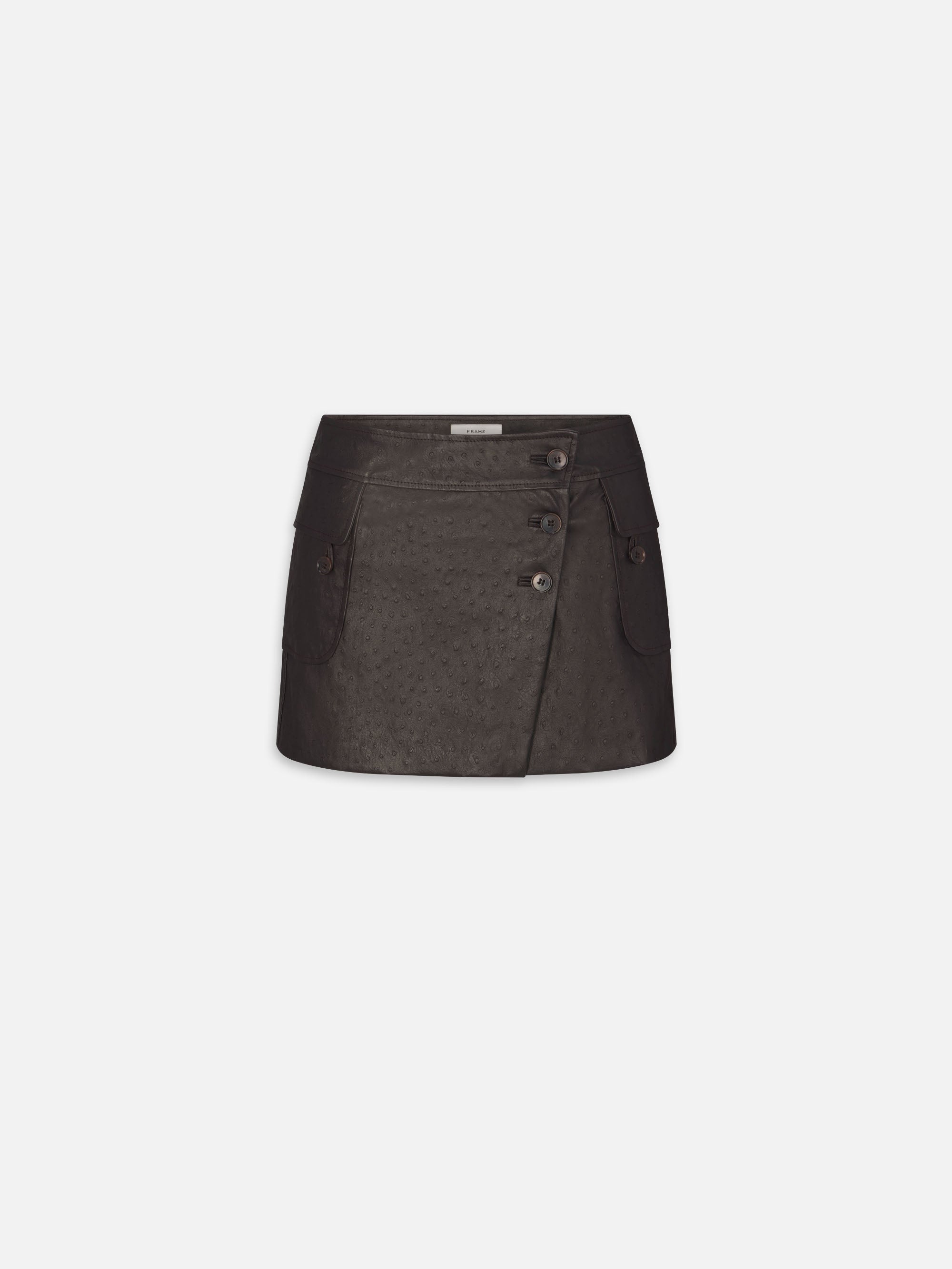 Frame The Leather Cargo Mini Skirt In Brown