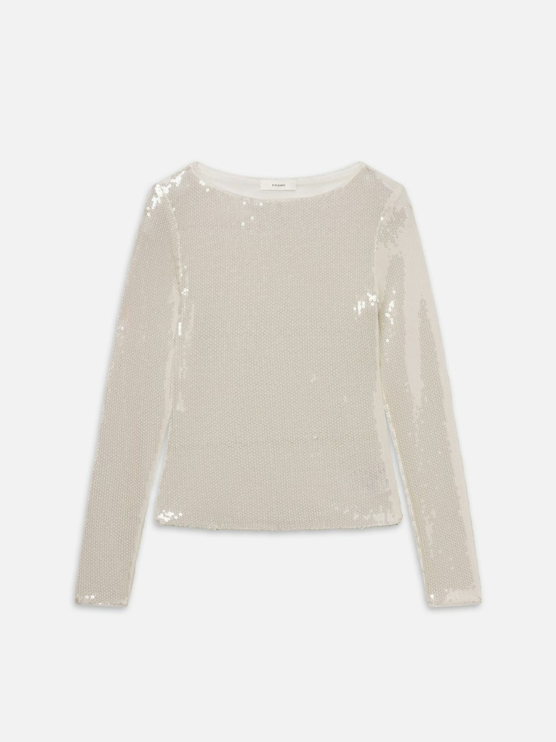 FRAME Women's The Sequin Top Cream Size Medium