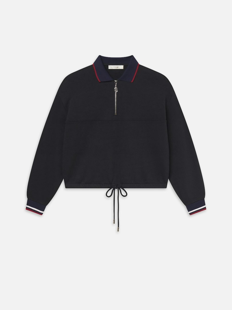 FRAME Women's The Tennis Quarter Zip Navy Size Medium