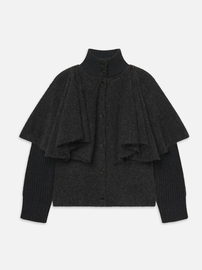 FRAME Women's The Wrap Cape Coat Grey Wool Size XS