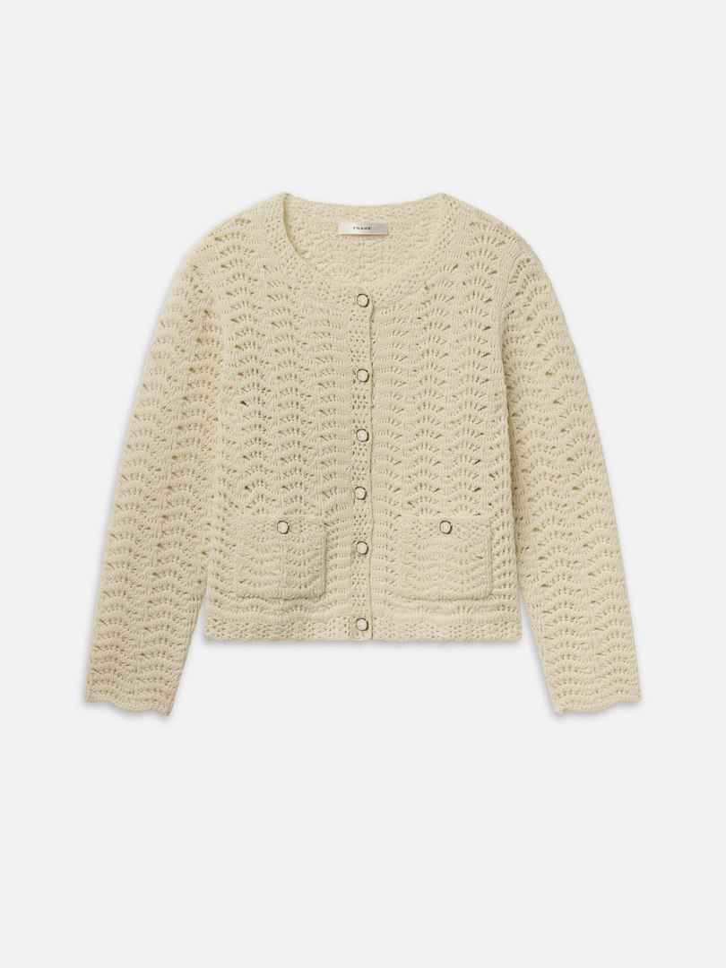 FRAME Women's The Chevron Knit Cardi Size Large