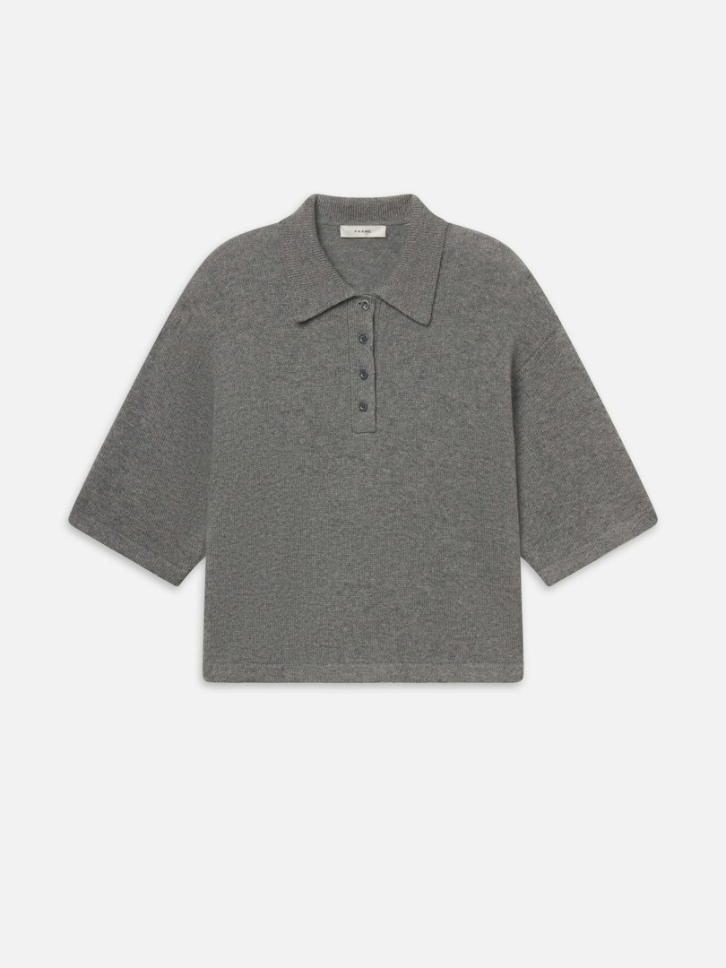 FRAME Women's The Academy Polo Graphite Grey Cashmere Size Medium