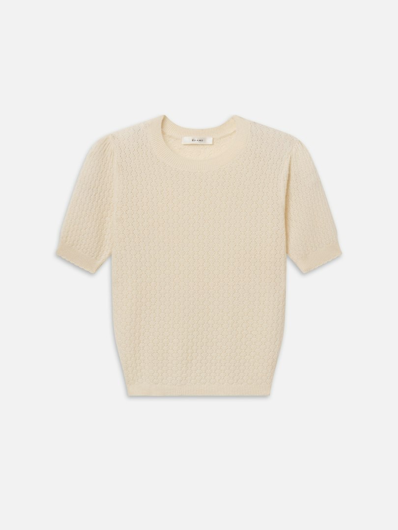 FRAME Women's The Gathered Honeycomb Sweater Cashmere Size Large