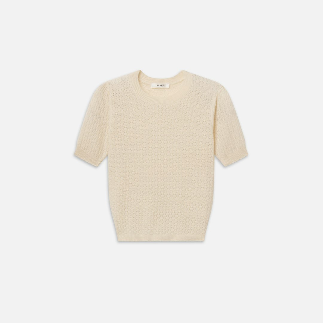 FRAME Women's The Gathered Honeycomb Sweater Cashmere Size Large