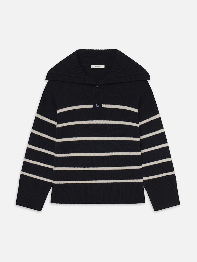 FRAME Women's The Cashmere Sailor Sweater Navy Stripe Size Medium