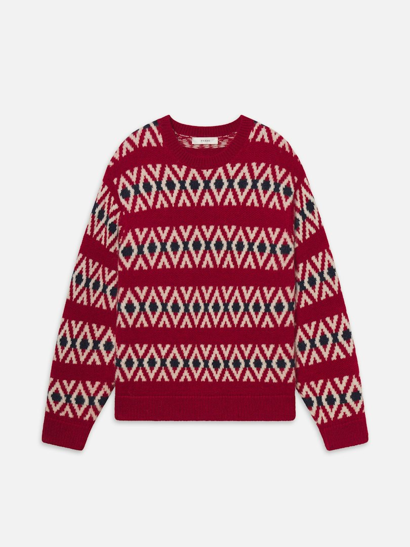 FRAME Women's The Oversized Sweater Currant Fairisle Size Large