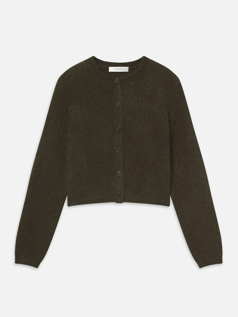 FRAME Women's The Cashmere Airy Teddy Cardi Size Medium